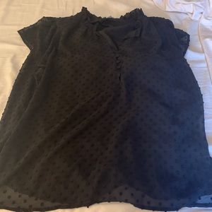 JCrew black polka dot blouse